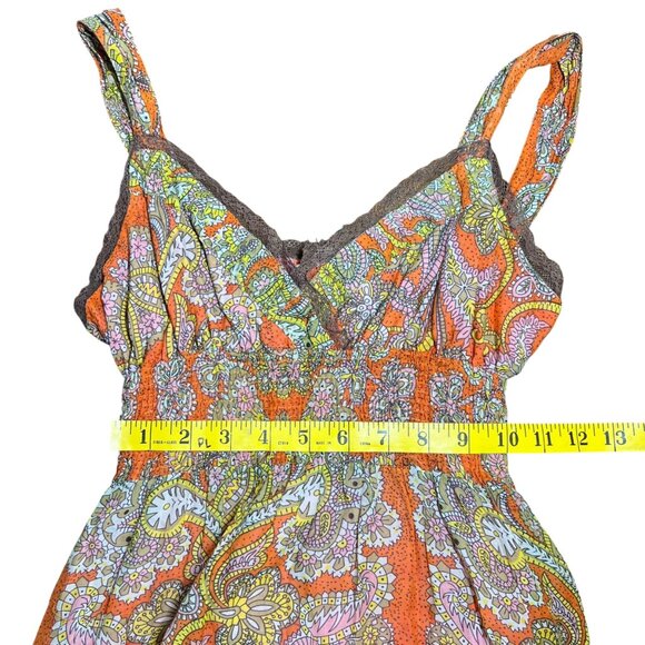 Free People Silk Babydoll Y2K Festival Coachella Lace Trim Hippie Boho Slip XS - Picture 14 of 15